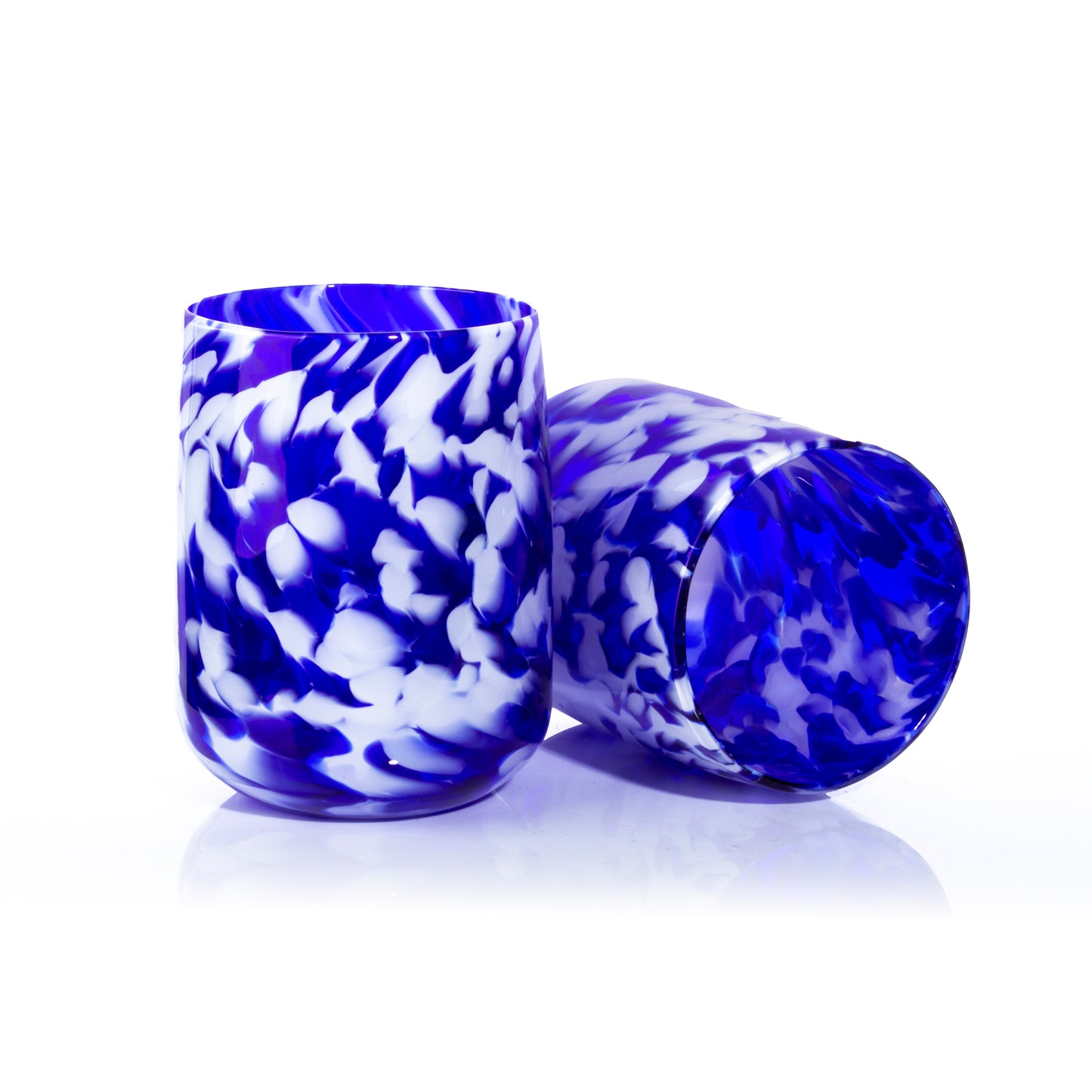 Stemless Wine Glass - Cobalt and White