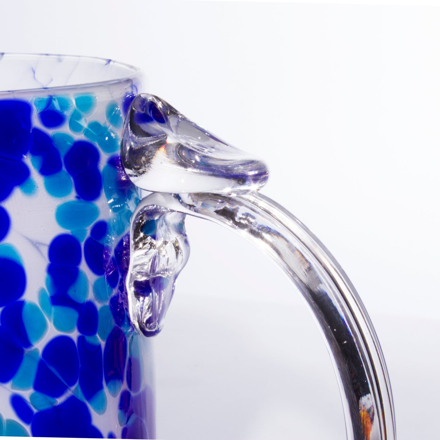 Large Glass Mug - Blue, Cobalt and White