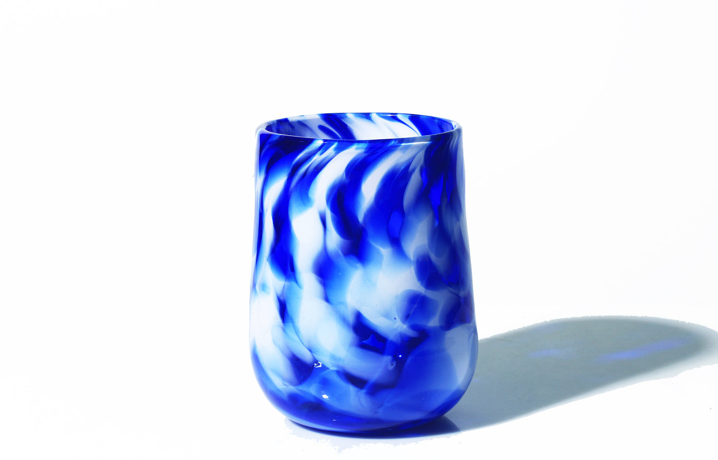 Stemless Wine Glass - Cobalt and White