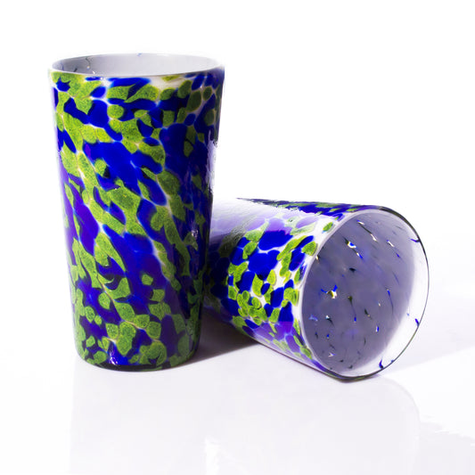 Pint Glass - Sparkle Green & Cobalt