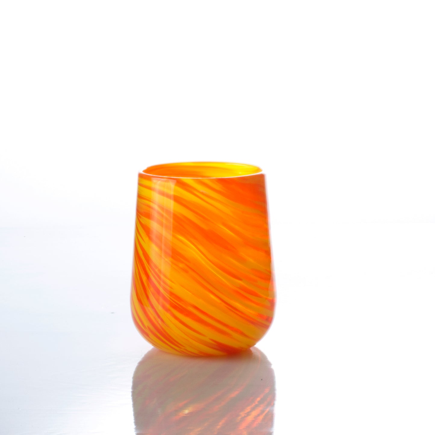 Stemless Wine Glass - Orange Swirl