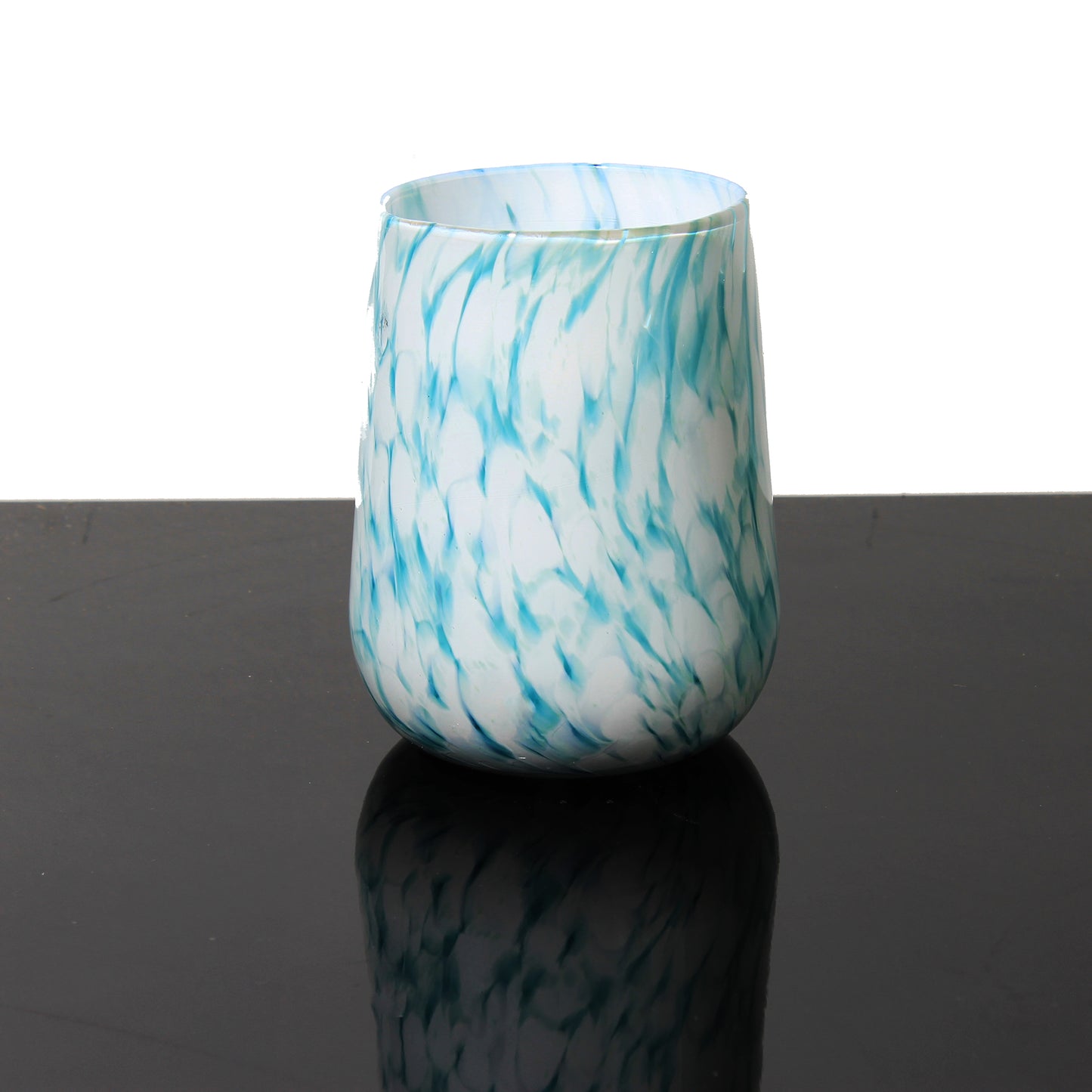 Stemless Wine Glass - Teal Wisp