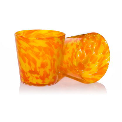 Short Tumbler Glass - Orange & Yellow