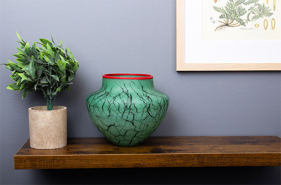 Blown Glass Vase / Centerpiece / Southwest Décor / Turquoise Satin / Arizona Turquoise / Rustic Vase / Housewarming Gift / Western Décor