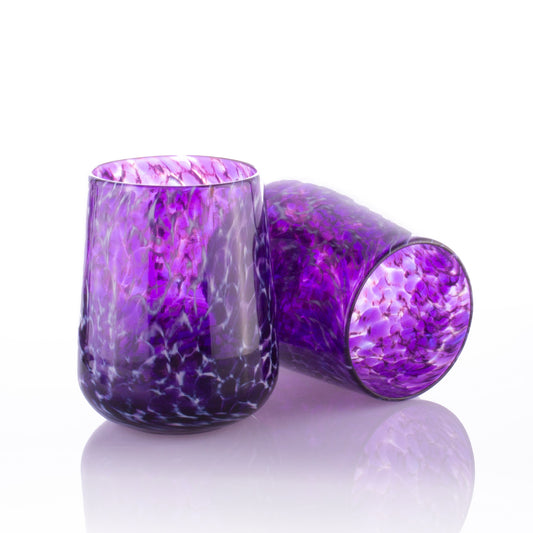 Stemless Wine Glass - Purple Wisp
