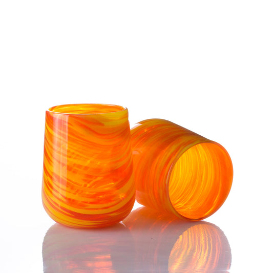 Craft Show Stemless Wine Glass - Orange Swirl